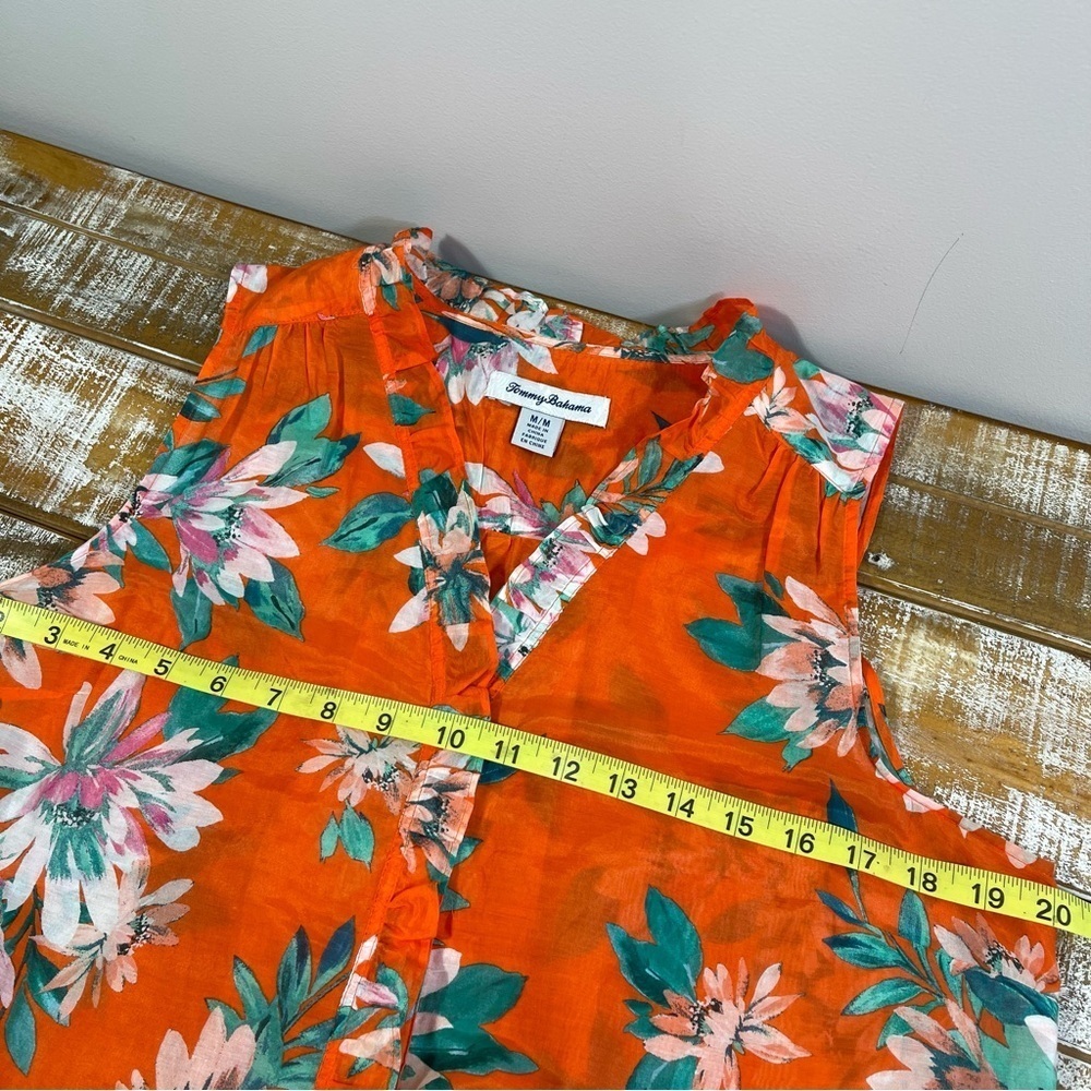 Tommy Bahama Joyful Bloom Cotton & Silk Top Size M - Picture 11 of 14